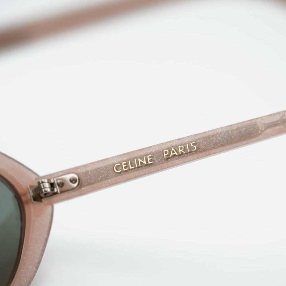 Celine CL40264U 74N Sunglasses Pink Glitter Cat Eye Frame, Green Lenses - Picture 7 of 10